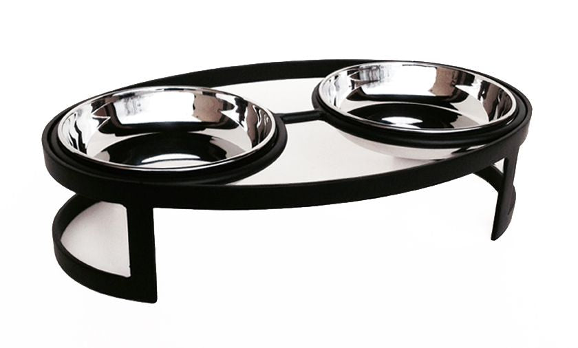 Elevated Raised Stainless Steel Double Bowl Food Water Dog Feeder Pet Dish  Diner