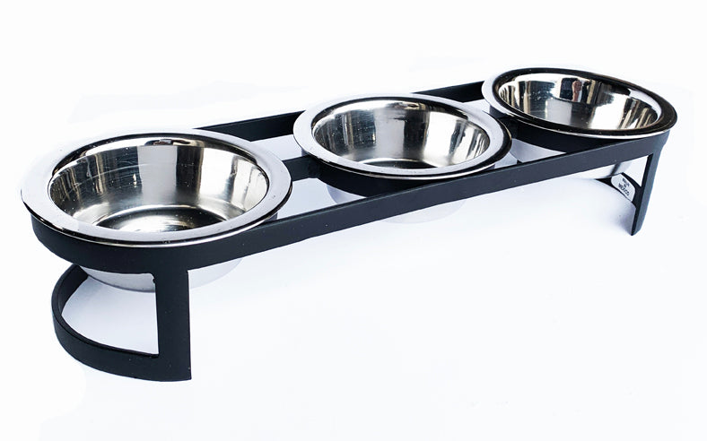 Raindrop Triple Bowl Elevated Dog Diner - Pets Stop Three Bowl Feeder