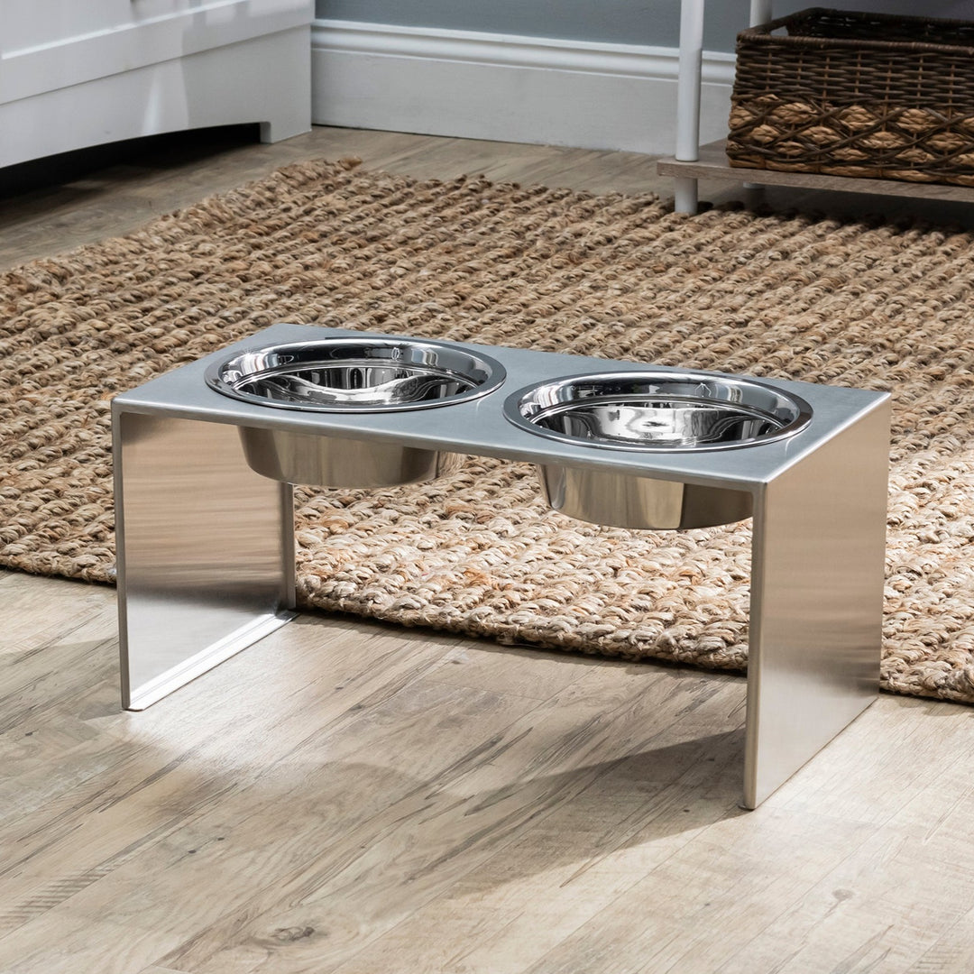 Cat Food Bowl Platinum Pets Modern Double Diner Cat Stand With Two