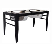 Chariot Double Diner - Pet Feeding Station - Modern Dog Bowl Set, Wrought Iron, Steel Dog Bowls 