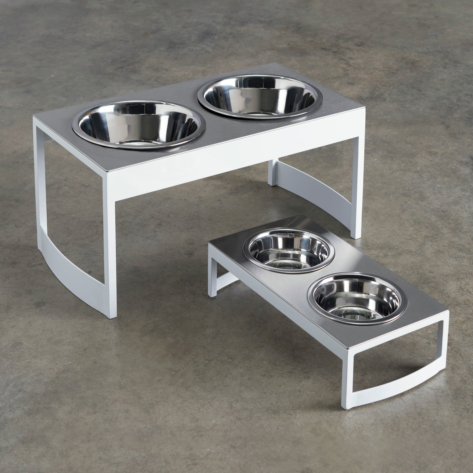 Single Elevated Dog Bowl Stand Set. S - XL Modern Raised Dog Food and Best  Water Bowl Stands, w/ Stainless Steel Bowls. Small, Large