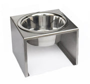 Pets Stop Slate Dog Single Bowl Raised Dog Food Stand Modern Stainless Steel