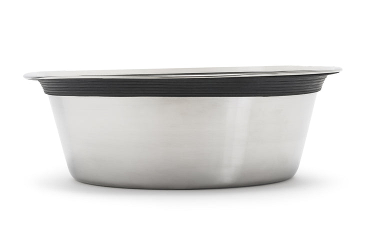 Stainless Steel Dog Bowl with Rubber Rim by Pets Stop