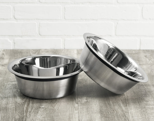 Pets Stop - Food Safe 201 Stainless Steel Pet Bowls with Bonded Rubber Ring Replacement Stainless Steel Pet Bowls, Heavy Duty Dog Bowls