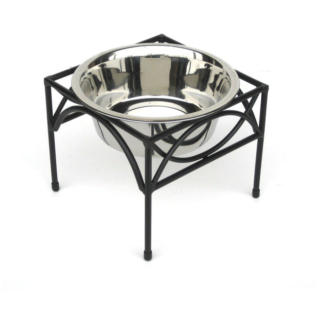 Pets Stop Regal Elevated Dog Diner Bowl Stand Sinlge Bowl Black Wrought iron
