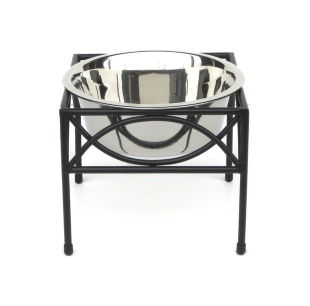 Pets Stop Regal Elevated Dog Diner Single Bowl Wrought Iron